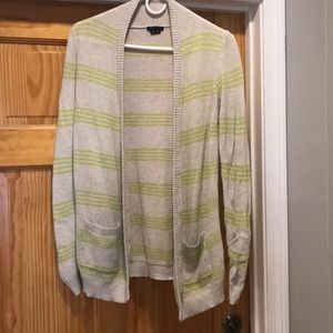 Theory sweater - beige with neon green stripes